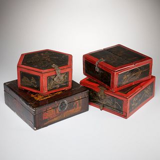 Group (4) Japanese lacquer boxes