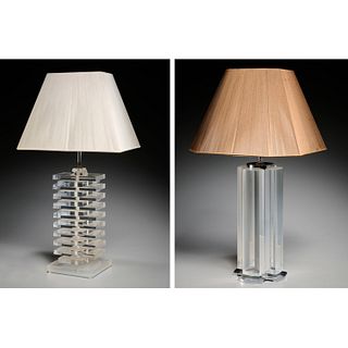 (2) Modern Lucite table lamps