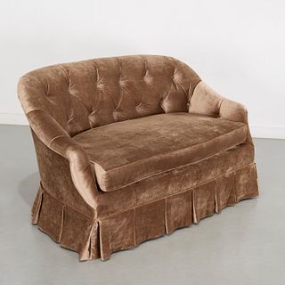 Contemporary custom upholstered settee
