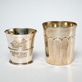 (2) English and Turkish silver beaker cups