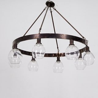Contemporary Designer bronze-finish chandelier
