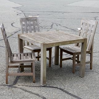Summit teak outdoor dining table and (3) chairs