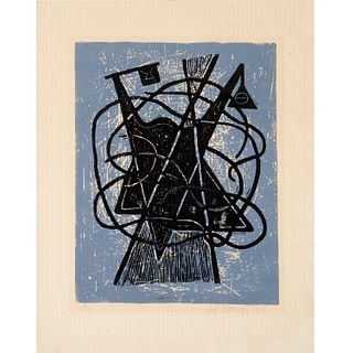 Alfonsas Dargis, woodblock/linocut, 1951