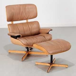 Eames style Plycraft lounge chair and ottoman