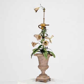Vintage Botanical tole peinte urn lamp