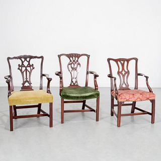 (3) George III armchairs, ex Rosenbach Museum