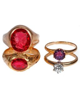 Group of gold and stone-set rings
