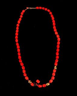14k gold and coral necklace