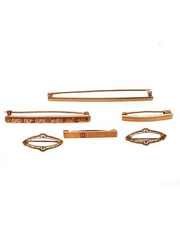 Collection of 14k gold lingerie and bar pins