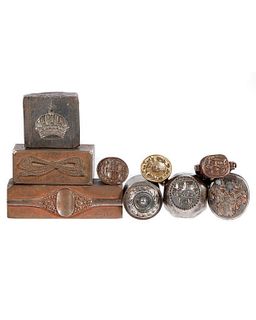 Group of antique metal seals, stamps and jewelry dies