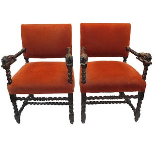 Pair of Jacobean Style Armchairs