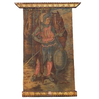 Antique Flemish Tapestry of a Soldier