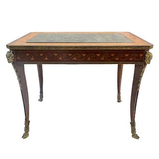 20th C. Empire Style Marquetry Inlaid Side Table