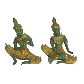 Pair of Thai Bronze Figurines