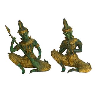 Pair of Thai Bronze Figurines