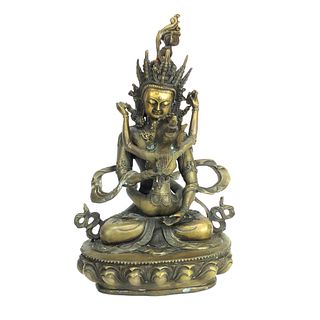 Early 20th C. Tibetan Yab Yum Bronze Sculpture