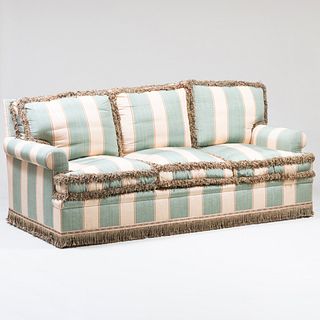 Contemporary Green and Ivory Upholstered Three-Seat Sofa, Designed by Peter Marino