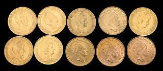 10 Dutch 10 Guilder Uncirculated Gold Coins