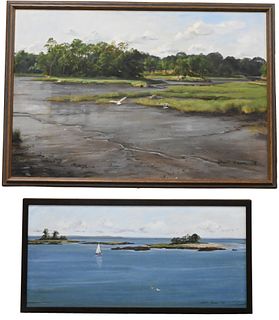 Five Framed Chet Saur (Connecticut 20th/21st century) Oil on Canvas Landscapes