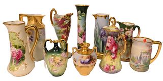 10 Piece Limoges Hand Painted Porcelain Grouping