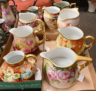 Four Tray Lots of Limoges Hand Painted Porcelain Cider Pitchers