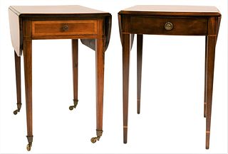 Two Custom Mahogany Pembroke Drop-Leaf Tables