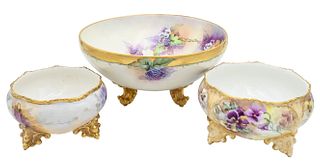 Three Piece Limoges France Hand Painted Porcelain Lot