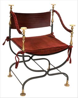 Wrought Iron and Brass Savonarola Chair