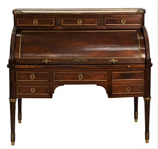 Louis XVI 14th Style Mahogany Cylinder Roll Top Desk