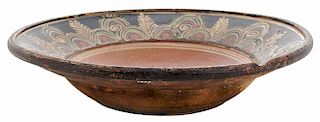 Large Slip-Decorated Redware Bowl