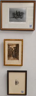 Eight Piece Framed Etchings Lot