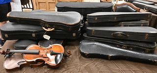 Large Group of Vintage Violins and Cases