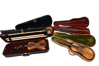 Group of Four Antonio Stradivari Violin Copies with Cases