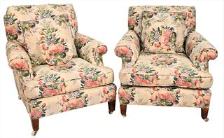 Pair of Custom  Chintz Upholstered Club Chairs
