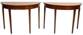 Pair of Demilune Mahogany Tables