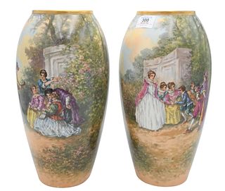 Pair of Hand Painted Limoges France Vases