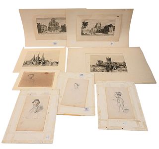 Group of Eight Drawings and Etchings