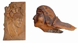 Two Relief Woodcarvings