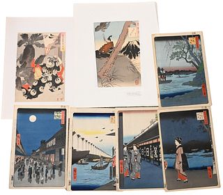 Large Grouping of Japanese Unframed Woodblock Prints