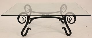 Oversized Iron and Glass Top Coffee Table