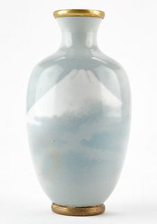 Japanese Cloisonne Vase with Mt. Fuji