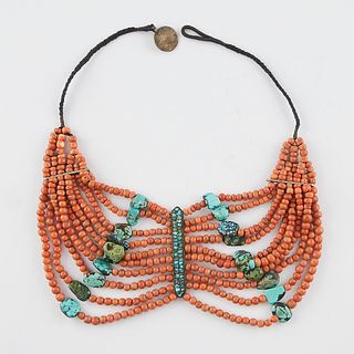 Indian Coral & Turquoise Necklace