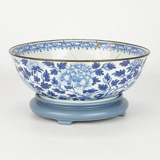 Chinese Porcelain Punch Bowl w/ Kintsugi Repair