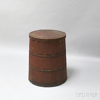 Red-painted Stave-constructed Barrel