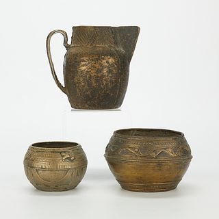 3 African Ashanti Bronze Vessels