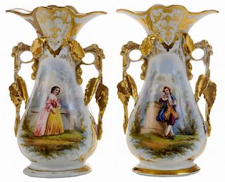 Pair Franco-Bohemian Porcelain Vases