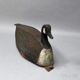 Large Painted Stave-constructed Goose Decoy