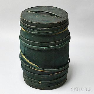 Green-painted Stave-constructed Barrel