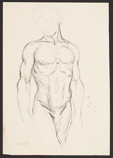 Paul Cadmus Male Nude Torso Ink on Paper
