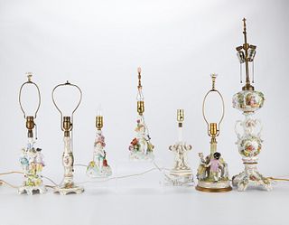 Group of 7 German Porcelain Lamps - Carl Thieme
